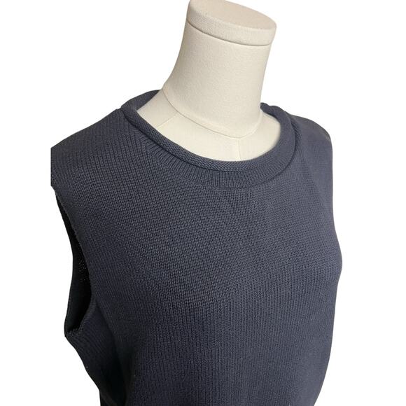 Navy Women’s Rollneck Sleeveless Sweater Shell XL 100% Cotton USA Made - Picture 2 of 7
